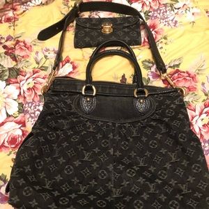Louis Vuitton black denim 🖤bag🖤wallet🖤